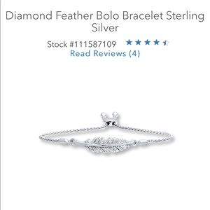 Diamond sterling silver feather bracelet